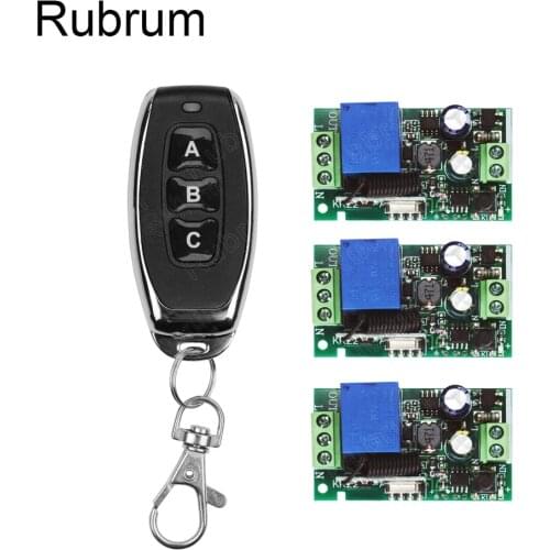 Rubrum 433MHz Universal AC 110V 220V 1CH Wireless Smart Home Remote Control Switch Receiver Module and RF Transmitter For Light