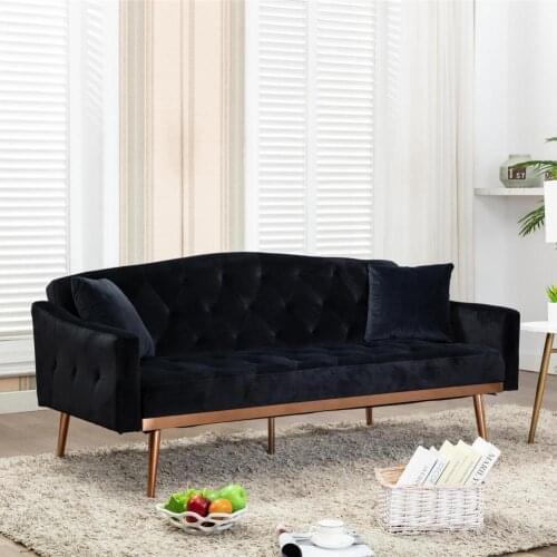 Cozy 3Pcs/Set Casual Stable Wooden Velvet Sofa Comfortable Couch Space-saving for Bedroom