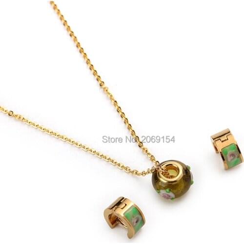 Jewelry Set Vintage For Women Fashion Stainless Steel Choker Necklace Earring Charm Gold Jewelry Classic Chinese Style