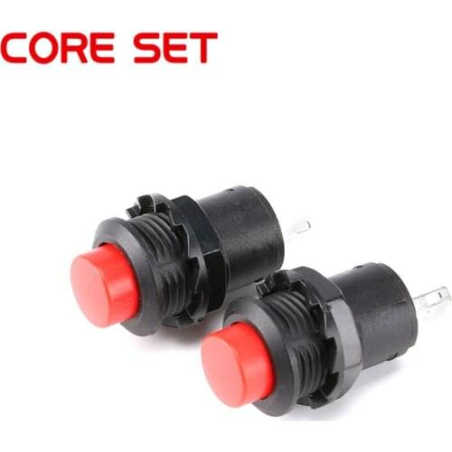 10Pcs/Set Round Switch Button 250V/1.5A Light Switch Self-locking DS-428 DIY Touch Switch RED