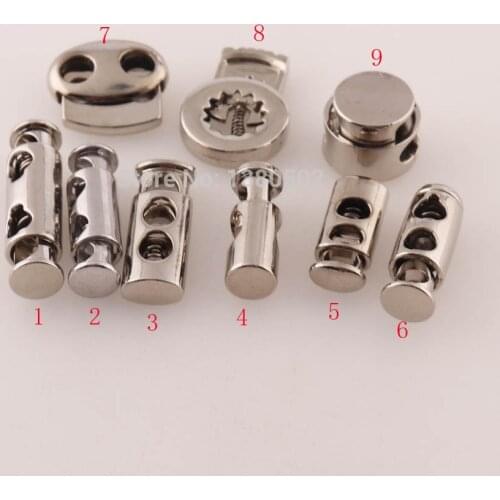 10pcs alloy cord lock Silver double barrel toggle Cord end Stopper Adjuster paracord locks for clothes shoes bag accessories