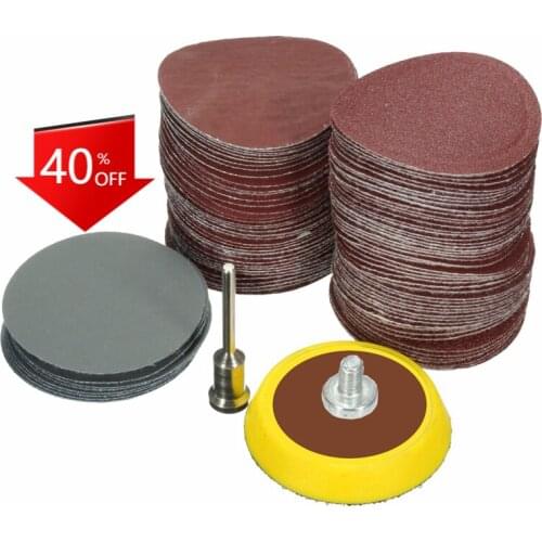 100pcs 25mm/1inch Sandpaper + 1pc 1inch Hook Loop Backer Plate 1/8inch Shank + 1pcs Loop Sanding Pad Abrasives Mixed Polishing