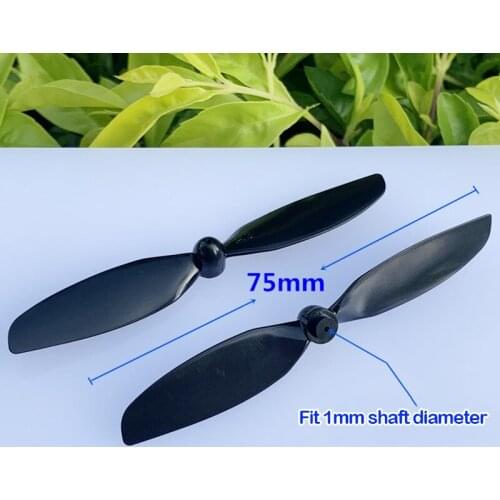 2PCS 75mm Blade Propeller Prop Blade CW+CCW Fit Shaft Diameter 1mm Fr RC Quadcopter Drone Coreless Motor N30 Toy Plane Model