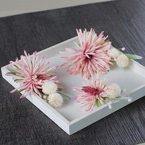 3 Pcs Pink Floral Hair Jewelry Tiara Jewelry Hair Ornaments Sun Flower Womens Decoration Bridal Wedding Hair Accessories Pins