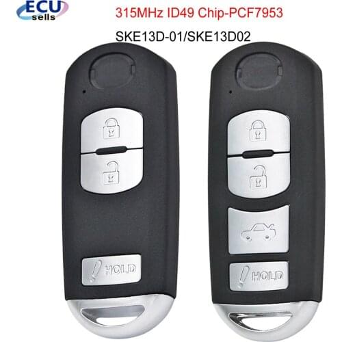 315MHz ID49 Chip SKE13D-01 SKE13D02 3/4BTN Smart Remote Key Fob for Mazda 3 6 MX-5 Miata 2013-2019 Mitsubishi System