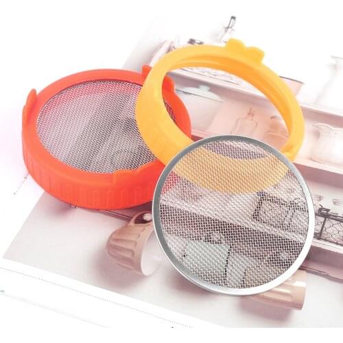 86mm Plastic Sprouting Strainer Lid Wide Mouth Mason Jar Lids with Stainless Steel Mesh Screen Strainer Filter for Growing Bean