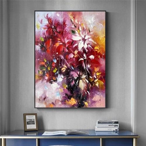 Abstract Oil Painting Handmade Oil Painting Canvas Modern Canvas Wall Art Living Room Decorative Flower Rose Painting Wall Art