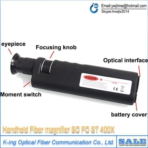 Free Shipping Handheld 400x Fiber Optic Inspection Microscope with 2.5mm and 1.25mm Adapter