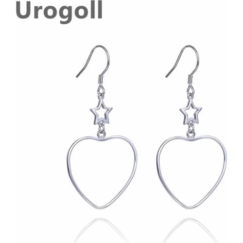 Noble Women 925 Sterling Silver Jewelry Star Love Heart Shape Earrings Inlaid Zircon Silver Earrings For Girl Dress Up