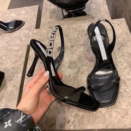 Sandals diamond Heels Chaussure Femme Talons Hauts Zapatillas Mujer Summer Escarpins Szpilki Damskie black Tacones