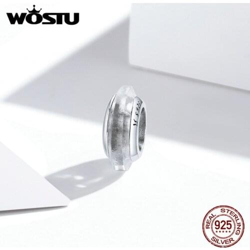 Wostu Crystal Glass Bead New 925 Silver CZ Charm for Original Bracelet Bangle Women DIY Making Jewelry Gift DXC1818