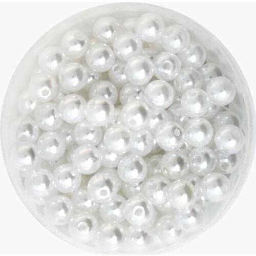 Dia. 8mm 130pcs White Color Round ABS Acrylic Beads Imitation Pearl Beads for DIY Jewelry Making