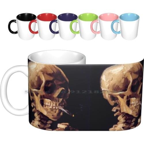 Vincent Van Gogh Skeleton Smoking Ceramic Mugs Coffee Cups Milk Tea Mug Vincent Van Gogh Vangogh Van Gogh Skeleton Smoking