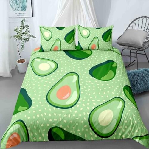 Green Avocado Bedding Set Cartoon Luxury Duvet Cover Sets Comforter Bed Linen Twin Queen King Single Size Dropshipping Gift