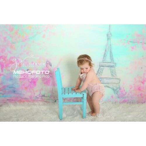 MEHOFOTO Vinyl Photography Background Newborn Dancing Eiffel Tower Computed Printed Children Backdrops for Photo Studio ZH-24