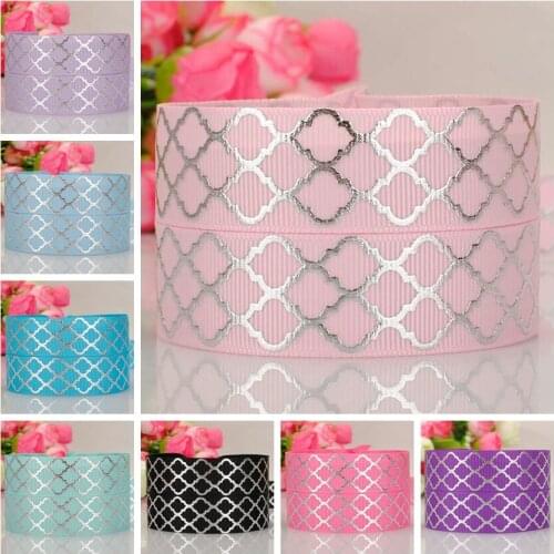 7/8" 22mm good quality foil solid grosgrain ribbon metallic foil ribbon