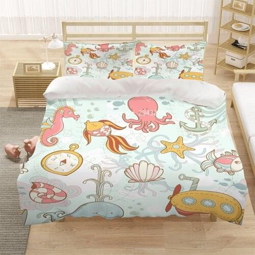 Cute Cartoon Print Pattern Bedding Set Stylish and Comfortable Duvet Covered Pillowcase Home Woven Children Bedroom Decoration