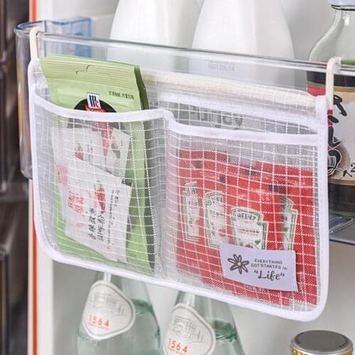 Refrigerator Storage Mesh Bag Reusable Food Snack Hanging Net Household Kitchen Classification Double Pocket Storage Bag