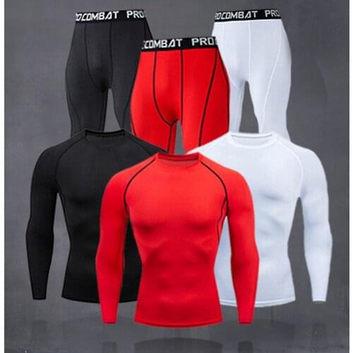Brand Men Running Compression Lightweight Quick-Drying Shirt Tight Pants Sport Suit Gym Jogging Fitness Solid Color Sportswear