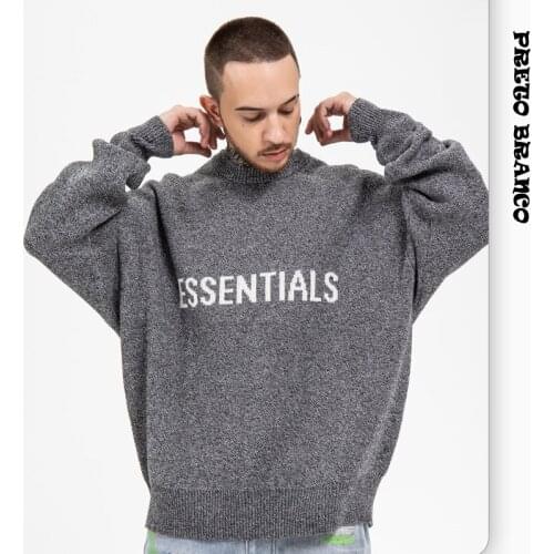 PRETO BRANCO Mens Clothing 2020 Autumn Winter New FOG Sweater Double Line Loose High Street Lazy Style Sweater Loose Men Women