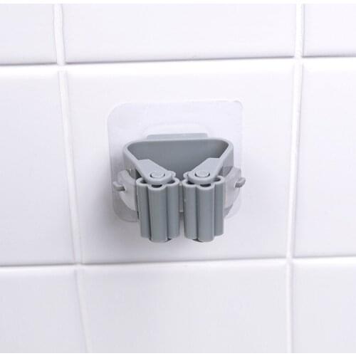Wall Mounted Mop Organizer Holder Organizer Kitchen Adhesive Wall Mounted Mop Holder Storage Broom Hanger Clip Mop Hook Racks