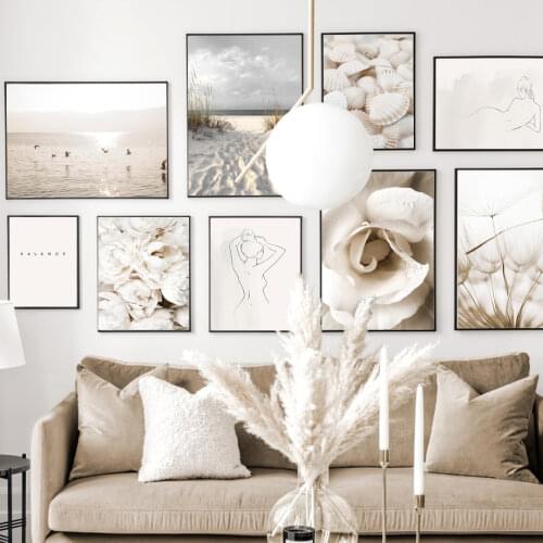 Beach Landscape Poster Flower Posters Dandelion Wall Art Print Sunset Canvas Painting Nordic Wall Pictures For Living Room Decor
