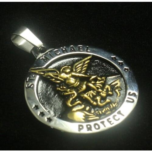 Newest Cool 316L Stainless Steel Star SAINT MICHAEL PROTECT US Pendant