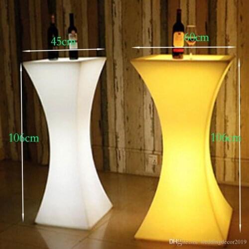 2019 Newest Rechargeable LED high end cocktail table plastic bar coffee table Commercial Bar Furniture Bar Stools