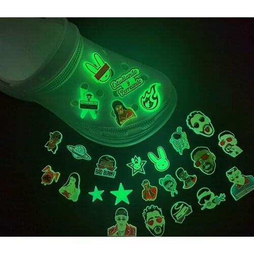 New Glow In The Dark Shoes Charms For Croc Custom Soft Rubber PVC Designer Croc Charm Accessories Jibitz For Croc Shoes
