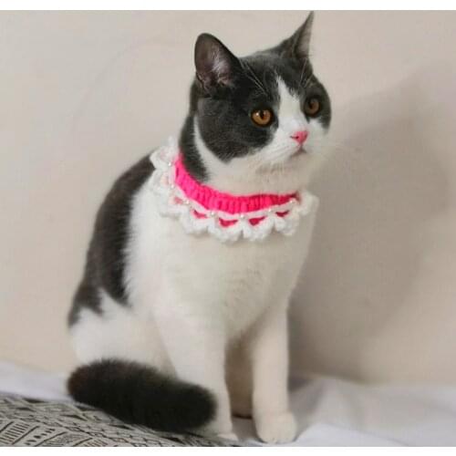 Bowknot Woolen Dog Bandana Adjustable Dog Collar with Bell Pet Necklace Sweet Cat Scarf for Small Dogs Cute Kitten Accessories