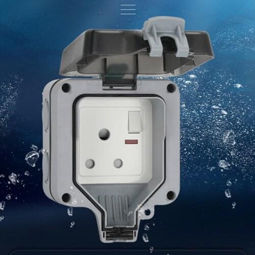 IP66 Weatherproof Waterproof Outdoor Wall Power Socket 16A Double EU Standard Electrical Outlet Grounded AC 110~250V