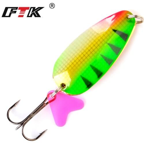 FTK 1pc Metal Fishing Lure Spinner Bait 21g 30g 35g Carp Double Spoon Lure With Treble Hook Jigg Hard Bait For Pike Fishing