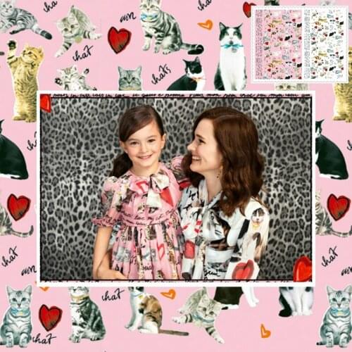 Cat print printed polyester chiffon fabric fabric cloth 145 cm width womens clothing childrens shirt dress clothing fabric