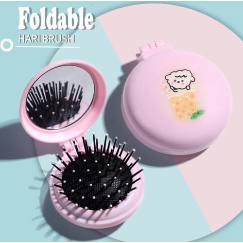 1pc New Folding Hair Comb Mirror Massage Small Air Cushion Styling Tool Hairdressing Plastic Portable Travel Air Bag Hairbrush