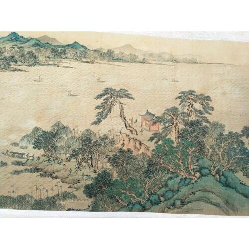 Hand-painted Chinese paintings, picture the long axis of the Qing Dynasty in China,Chinese landscape scenery,10.5m(long)