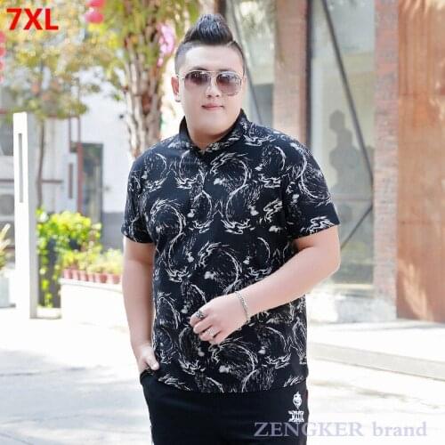 Summer business casual lapel plus size T-shirt Polo shirt extra large loose Polo shirt 7XL 6XL 5XL