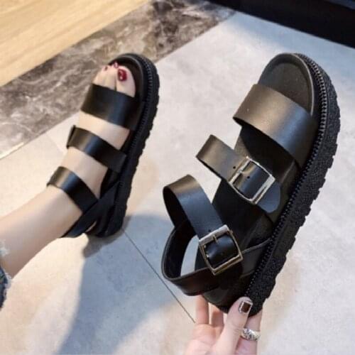 Summer shoes woman Flat Platform Sandals Women Soft Leather Casual Open Toe Gladiator wedges Women Shoes zapatos de mujer