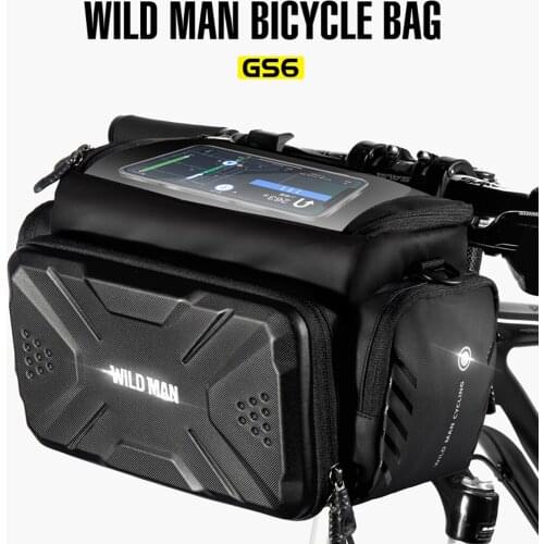 WILD MAN Bicycle Front Tube Bag Handlebar Camera Waterproof Shoulder Bags Cycling Camera Phone Shoulder Pouch with Rain Cover