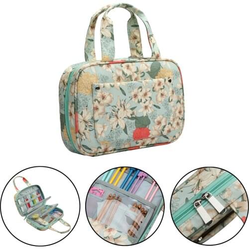 Double Layers Empty Crochet Hook Case Zipper Storage Organizer Bag for Sewing Needles and Knitting Accessories Yarn Tools
