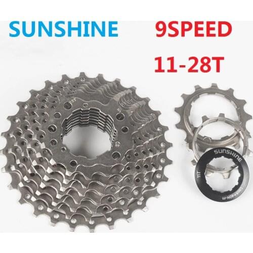 SUNSHINE 9 Speed 11-28T Road Bicycle Cassette Freewheel Sliver Color Road Bicycle Part Rear Hub Flywheel