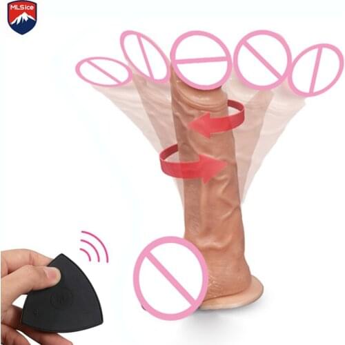 MLSice Realistic Vibrating Dildo with 20 Strong Vibration 360° Rotation Motion for Women,Remote Control Vibrating Vibrator Dildo