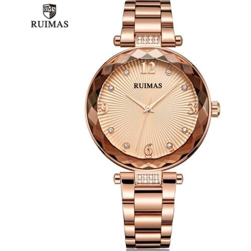 RUIMAS Womens Analogue Quartz Watches Luxury Top Brand Metal Wristwatch Lady Relogios Femininos Relojes de Mujer Clock 529 Rose