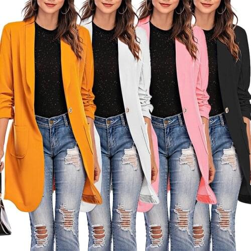 2021 New Autumn Blazer Women Jackets Solid Oversized Office Ladies Blazers 4 Colors Long Sleeve Temperament Vintage Coats Women