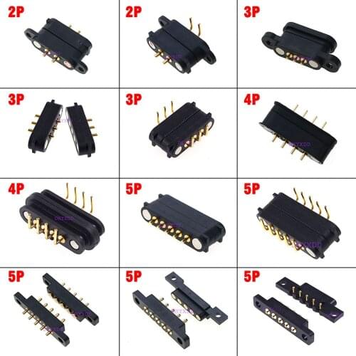 1Pair Spring Loaded Connector Pogo Pin 2 3 4 5 Pin 2.8MM 2.54MM Pitch PCB Vertical With Plug-in Panel Mount Single Row Strip