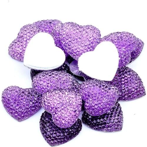 10/100 Piece Many Colors 20mm Pack Glue on Heart Flatback Resin Rhinestones Without hole Beads Gems for DIY Jewelry Decoration