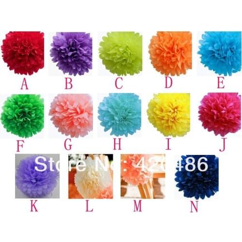 Wholesale -10PCS colorful tissue paper flower balls holiday decoration paper towel sticks 30 cm wedding party decoration