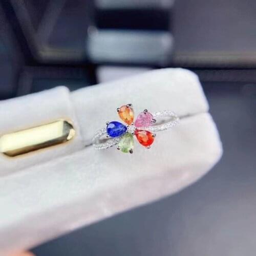 100% Sri Lanka Nautral and Real sapphire ring 925 sterling silver Fine handworked jewelry Finger rings