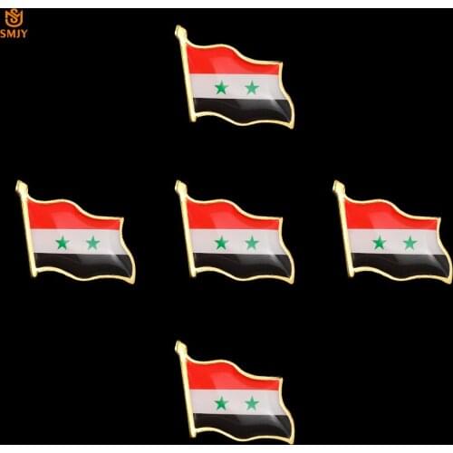 5PCS Syrian Republic Enamel Flag Pin Asian DIY National Banner Patriot Tie Lapel Safety Buckle PinsBrooch Badge Collection Gift