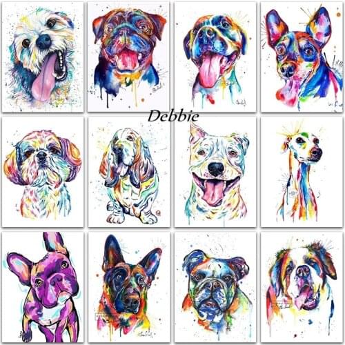 5D Diamond Painting Colorful Animals Teddy Dog Bulldog Kit Full Square/Round Diamond Embroidery Cross Stitch Diamond Mosaic