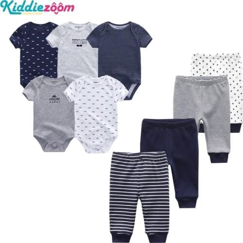 9PCS/LOT Newborn Baby Clothes Sets 100% Cotton Rompers+ Pants Baby Jumpsuit Girl Clothing Pants Ropa Bebe Toddler Clothing Sets